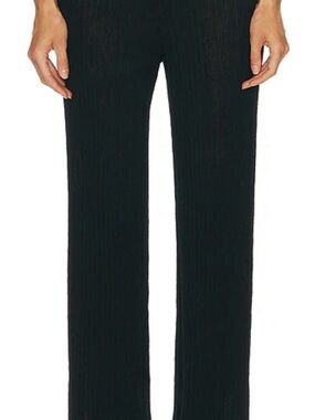 SKIMS Black Ribbed Wide-Leg Knit Pants